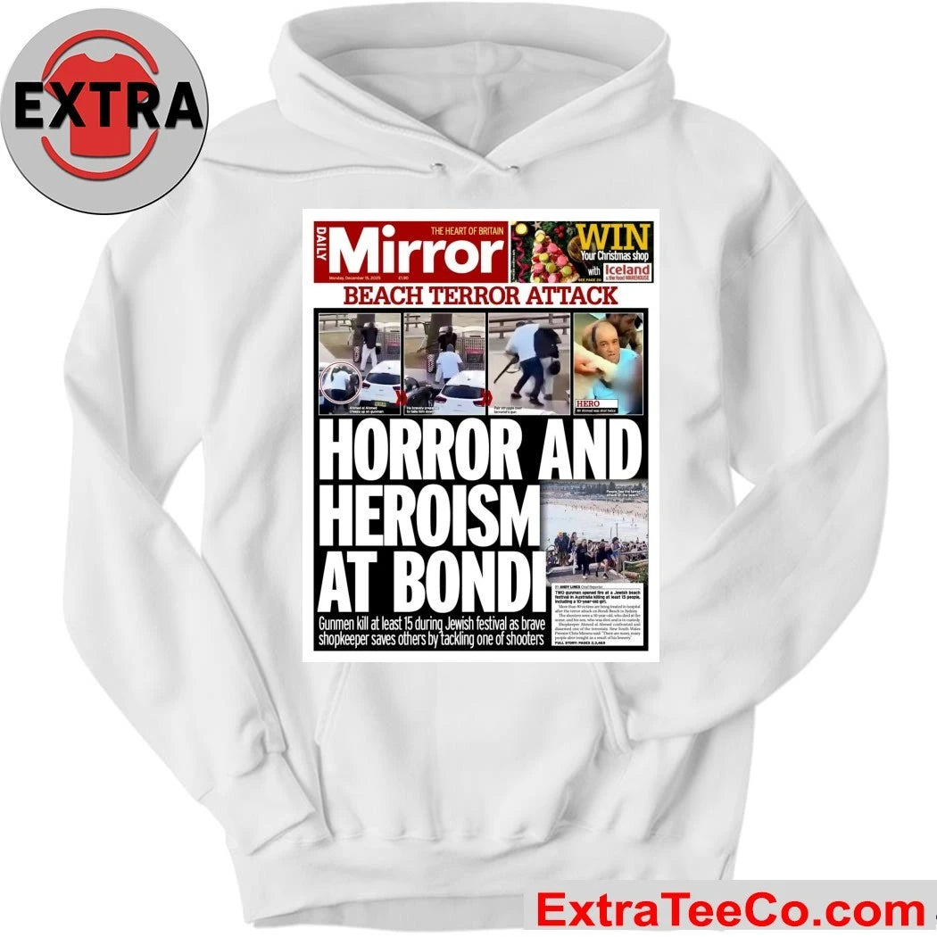 Official The Daily Mirror, in its December 15, 2025 issue, primarily reports on the terrorist attack at Bondi Beach, Sydney, Australia Shirt