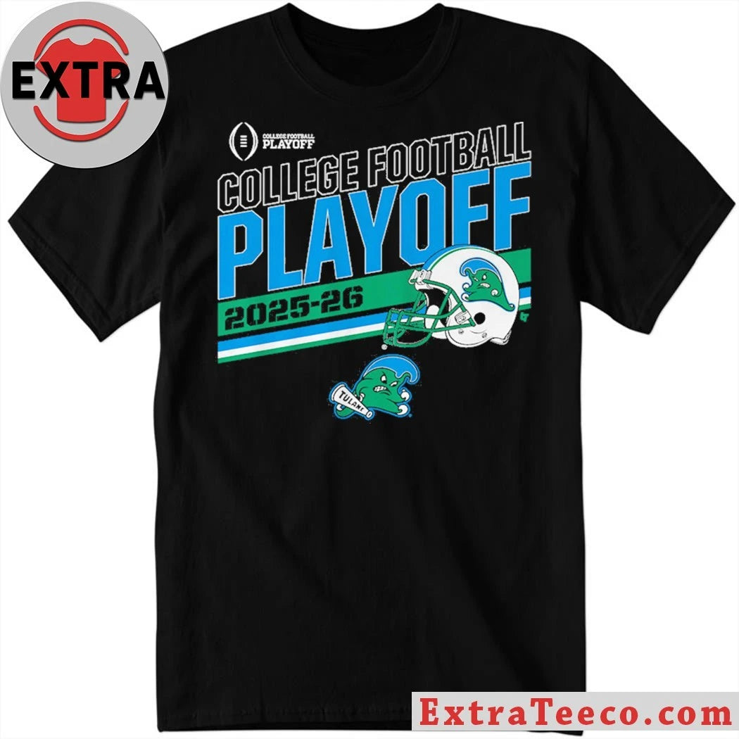 Official Tulane Football 2025 CFP Stripe Play-PPff Helmet Shirt