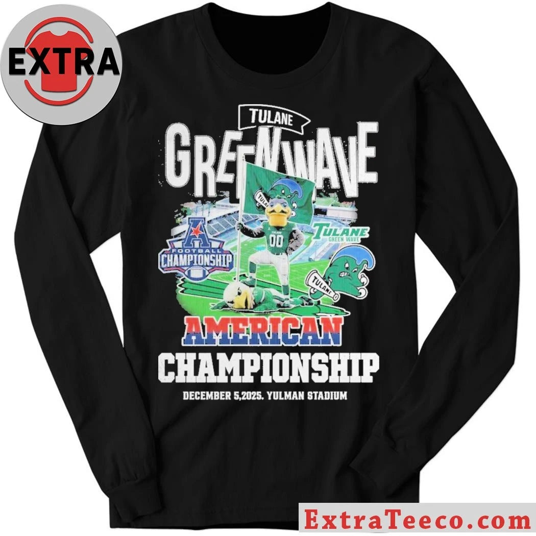 Official Tulane Green Wave American Championship December 5 2025 Yulman Stadium Victory Logo T-Shirt