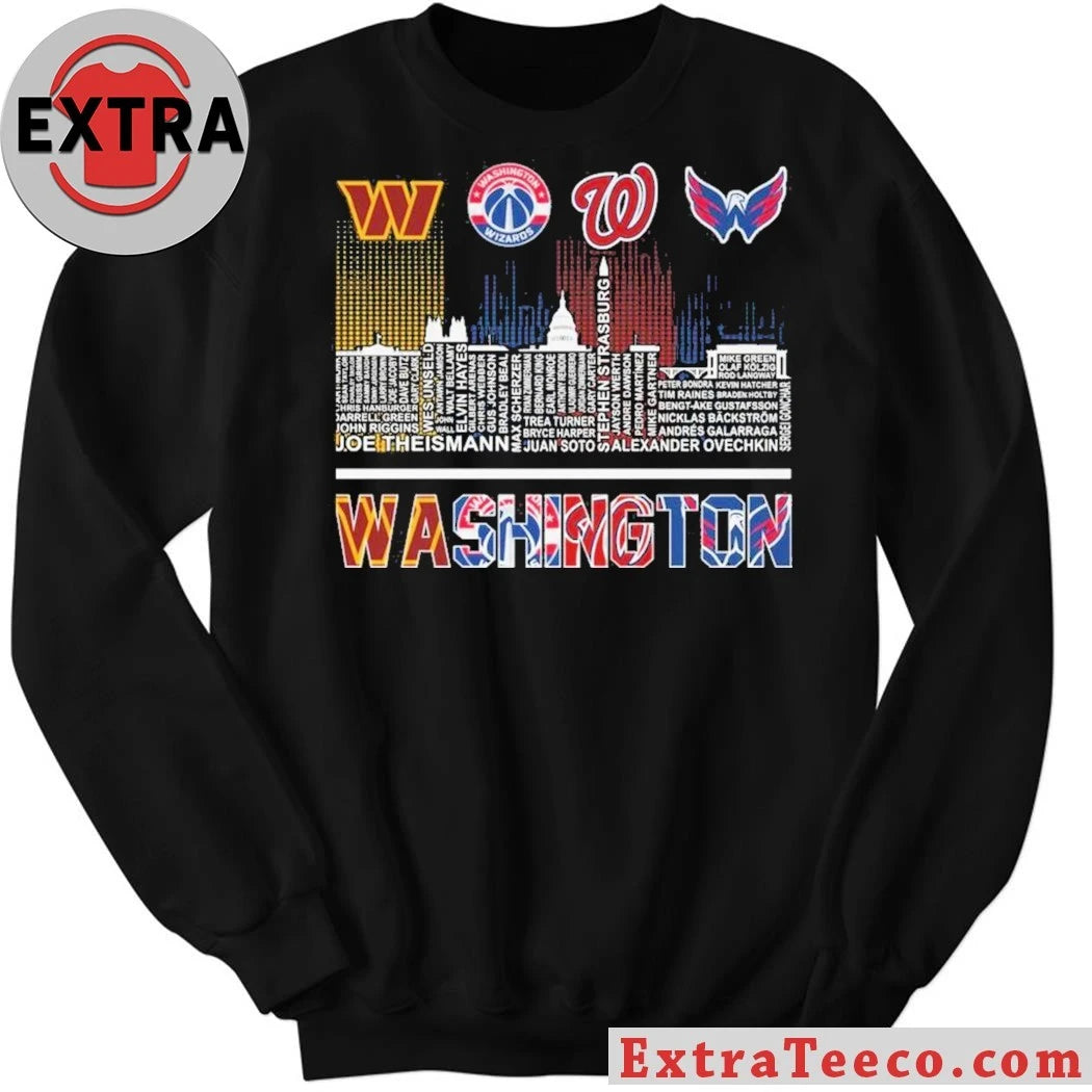 Official Washington Redskins Wizards Capitals Washington Nationals Proud City And Logo T-Shirt