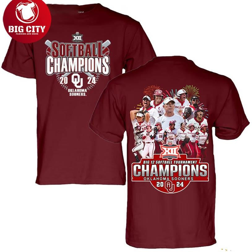 Oklahoma Sooners Women’s Big 12 Softball Tournament Champions 2024 New Two Sided Shirt