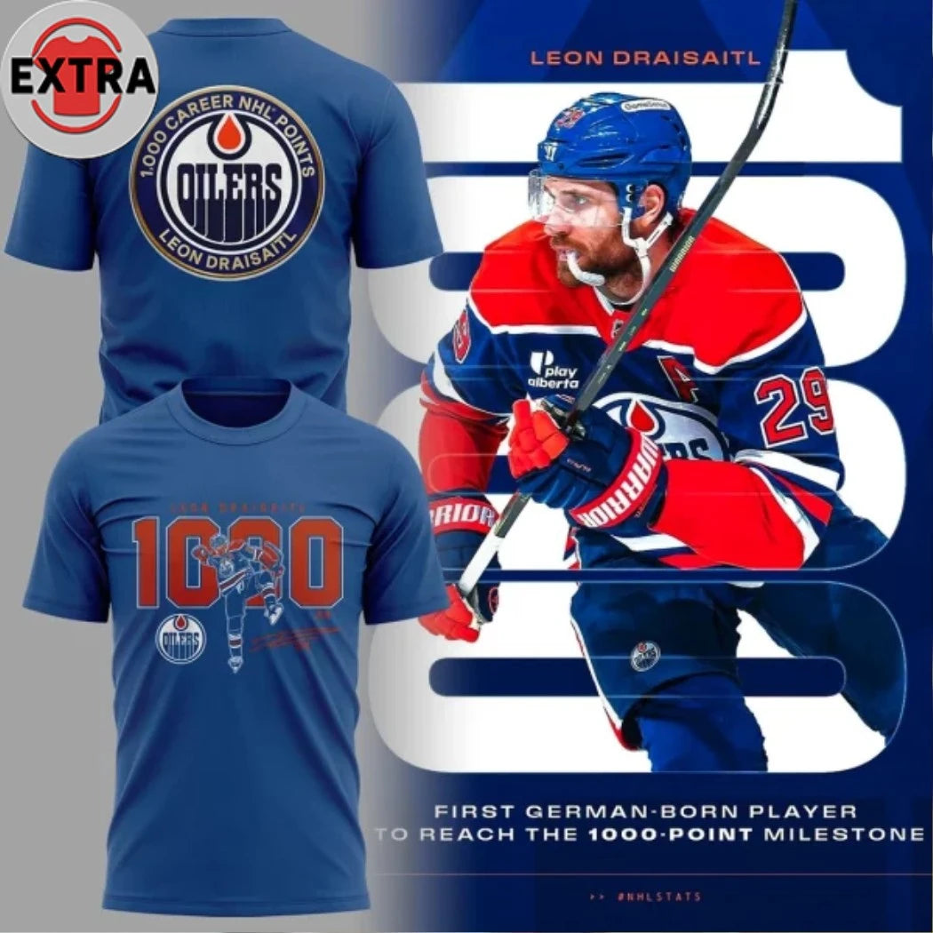 Original Leon Draisaitl 1000 Career Points Logo Shirt