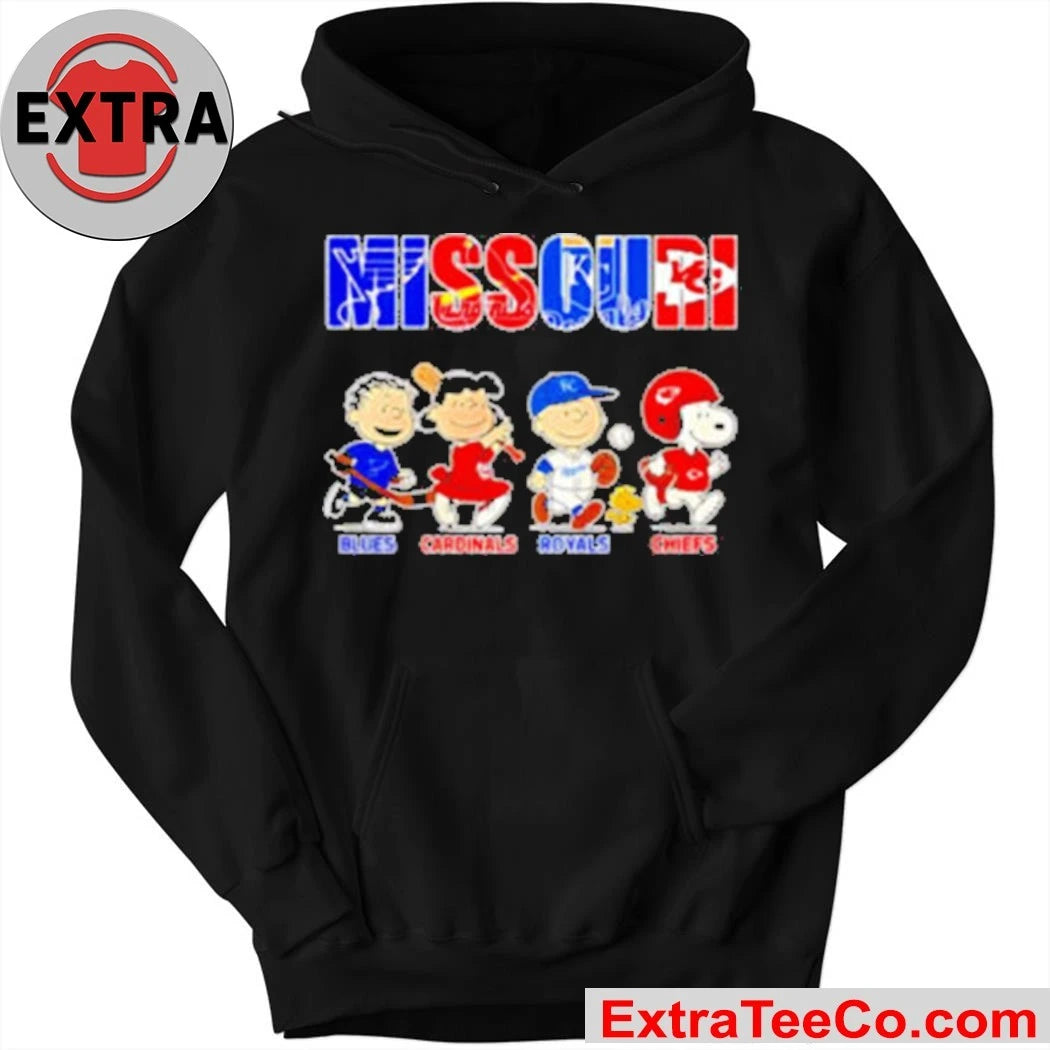 Peanuts Missouri Sports Teams x Blues, Cardinals, Royals and Chiefs Shirt