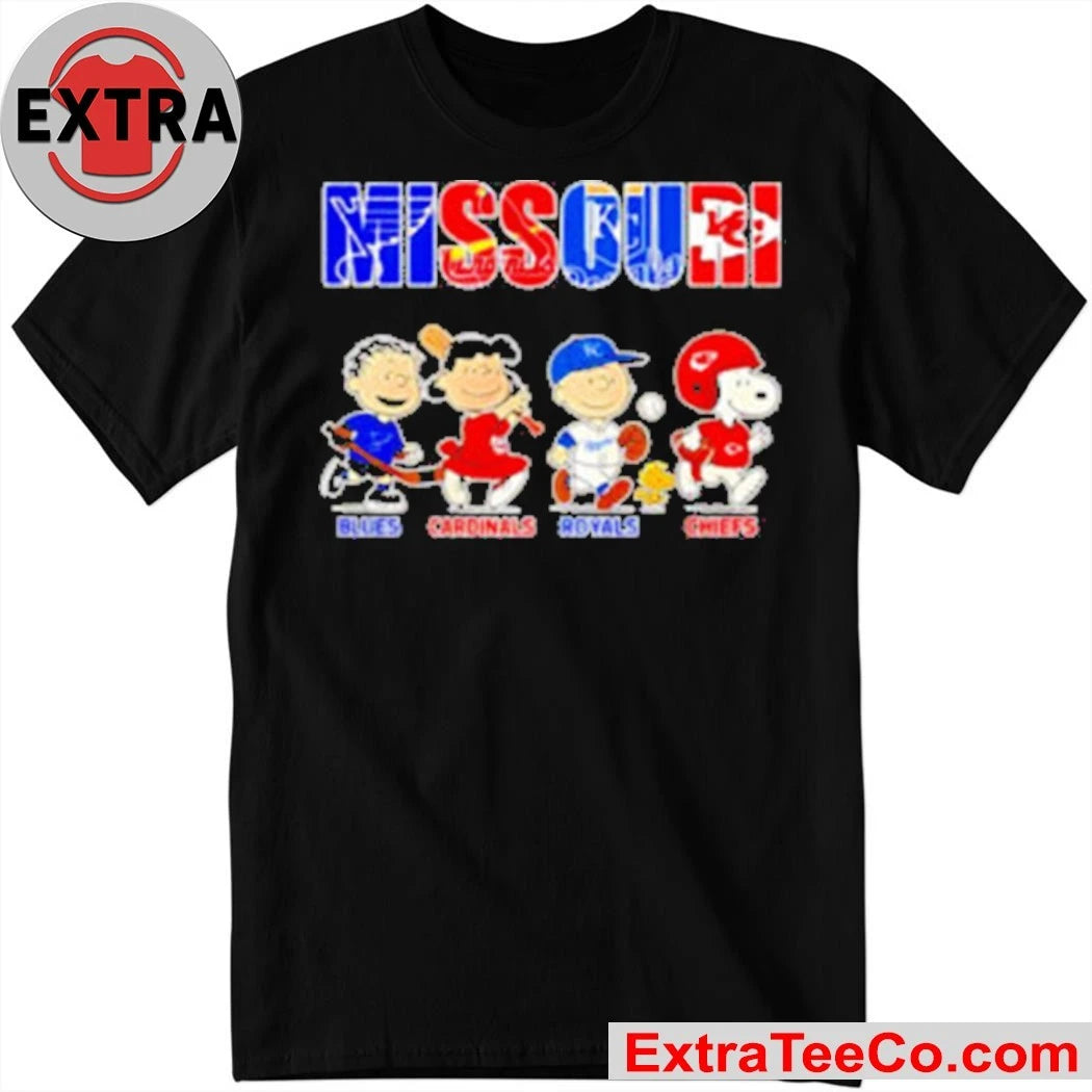 Peanuts Missouri Sports Teams x Blues, Cardinals, Royals and Chiefs Shirt