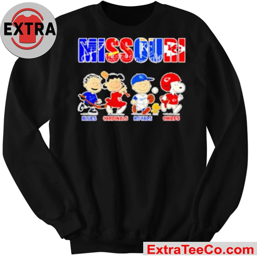 Peanuts Missouri Sports Teams x Blues, Cardinals, Royals and Chiefs Shirt