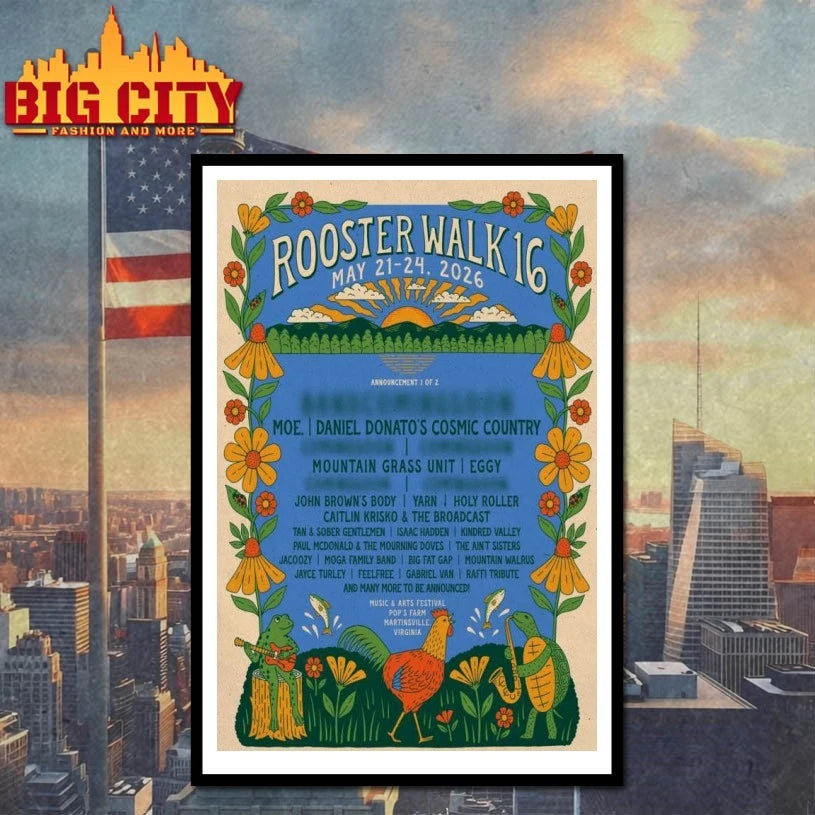 Rooster Walk 16 Pop’s Farm Martinsville May 21-24 2026 Poster shirts
