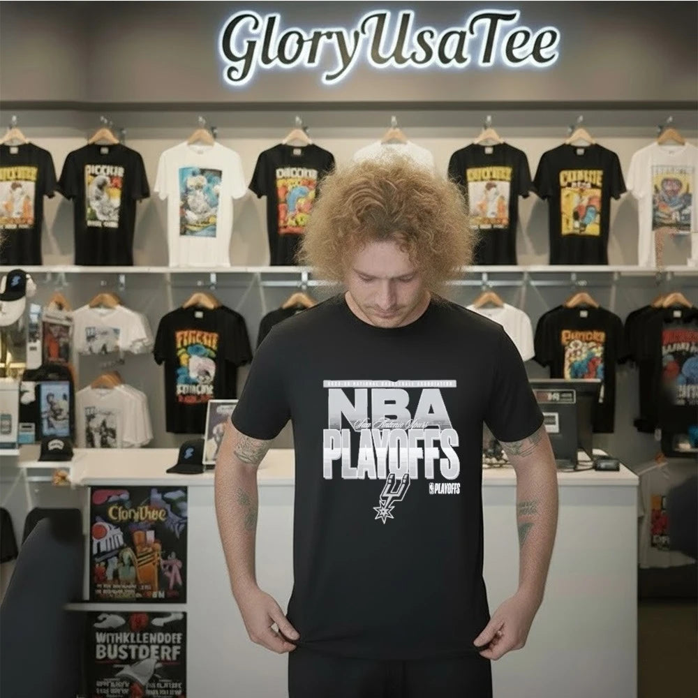 San Antonio Spurs Black 2026 NBA Playoffs T-Shirt