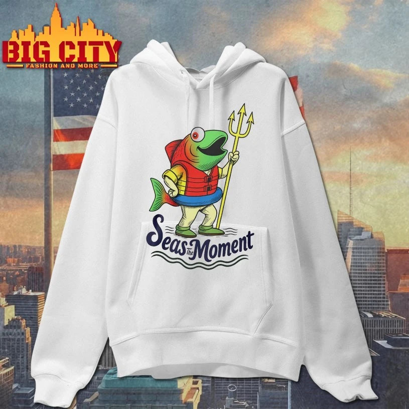 Seas The Moment Humpy Salmon Mariners Holding Trident Shirt