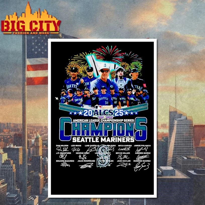 Seattle Mariners 2025 ALCS Champions Members signatures Shirt