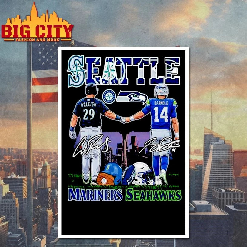 Seattle Mariners And Seahawks Raleigh Darnold Signatures Shirt