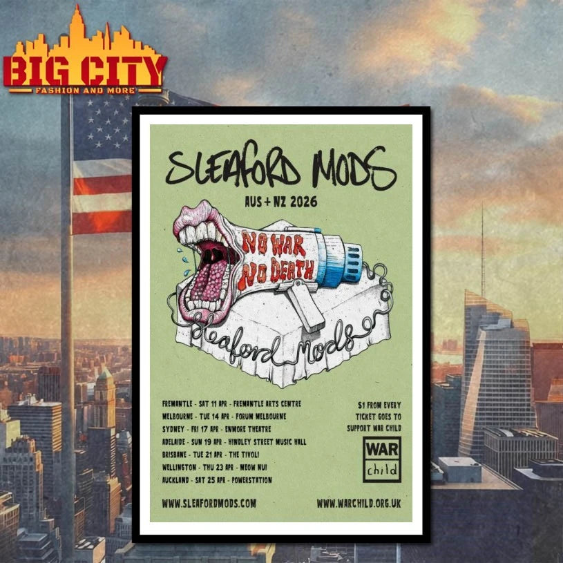 Sleaford Mods Tour Australia &amp; New Zealand 2026 Poster Shirt