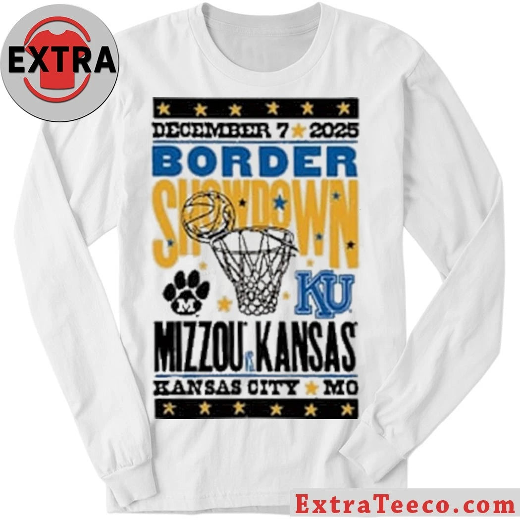 Summit Sportswear Kansas Jayhawks White Basketball 2025 Border Logo T-Shirt