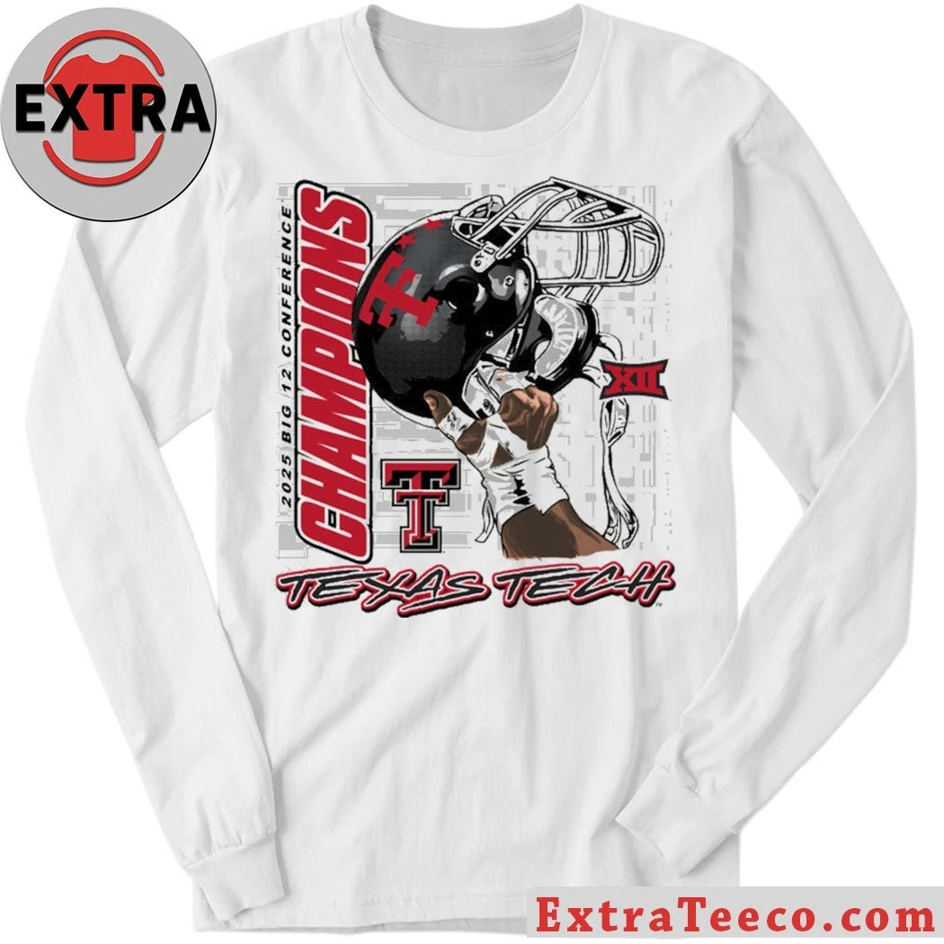 Texas Tech Red Raiders 2025 Big 12 Football Champions Helmet AT&amp;T Stadium in Arlington, December 6, 2025 Raise Em Up Shirt