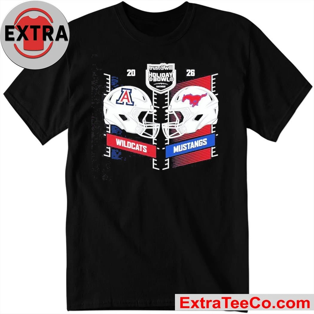 Trust &amp; Will Holiday Bowl 2026 Arizona Wildcats and SMU Mustangs Logo Friday, January 2, 2026 at Snapdragon Stadium in San Diego, California Shirt