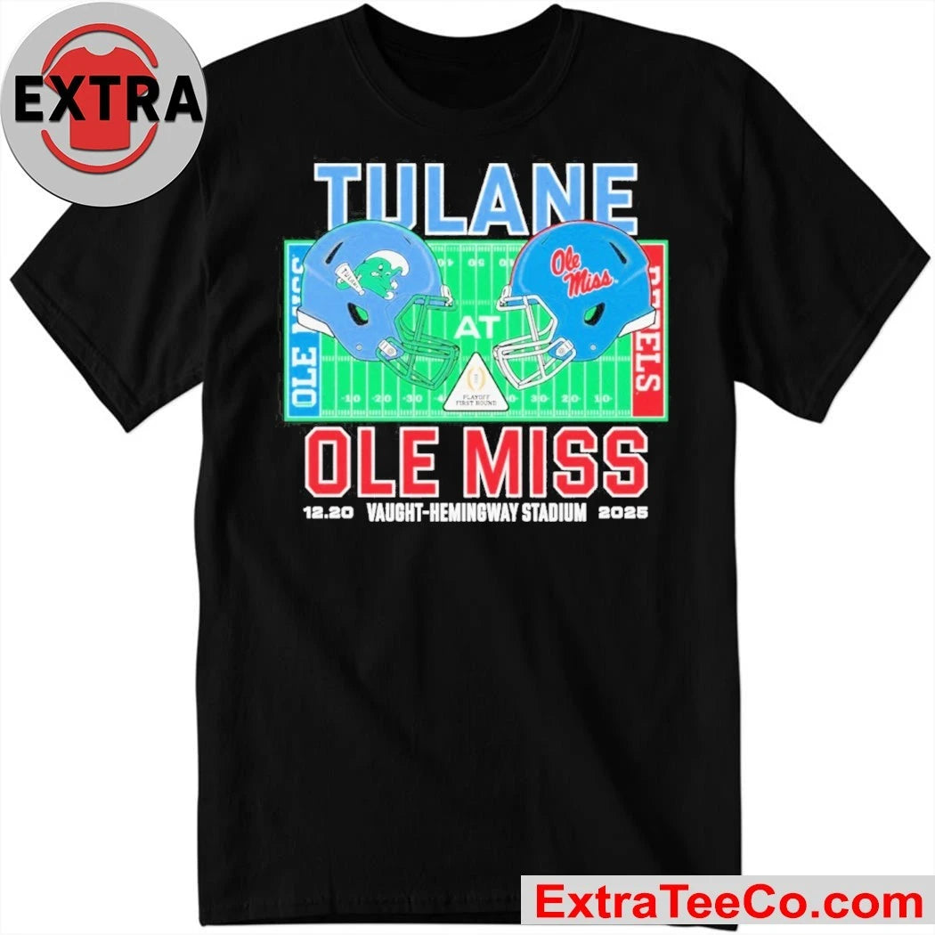 Tulane vs. Ole Miss 2025 College Football Playoff University Football Playoffs at Vaught-Hemingway Stadium Logo Shirt