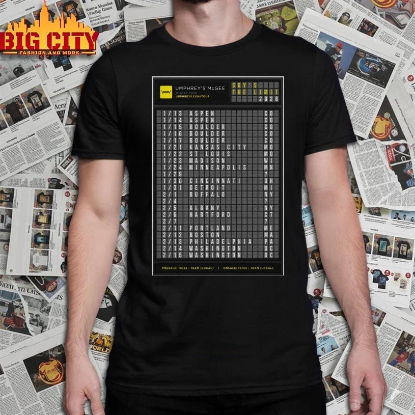 Umphrey’s McGee Sky’s The Limit Tour 2026 Poster shirts