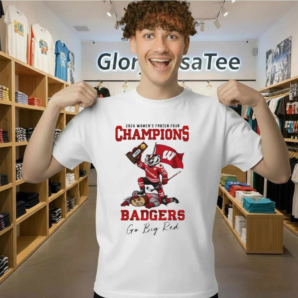 Wisconsin Badgers Women’s Frozen Four NCAA Hockey Champions Mascot Shirt