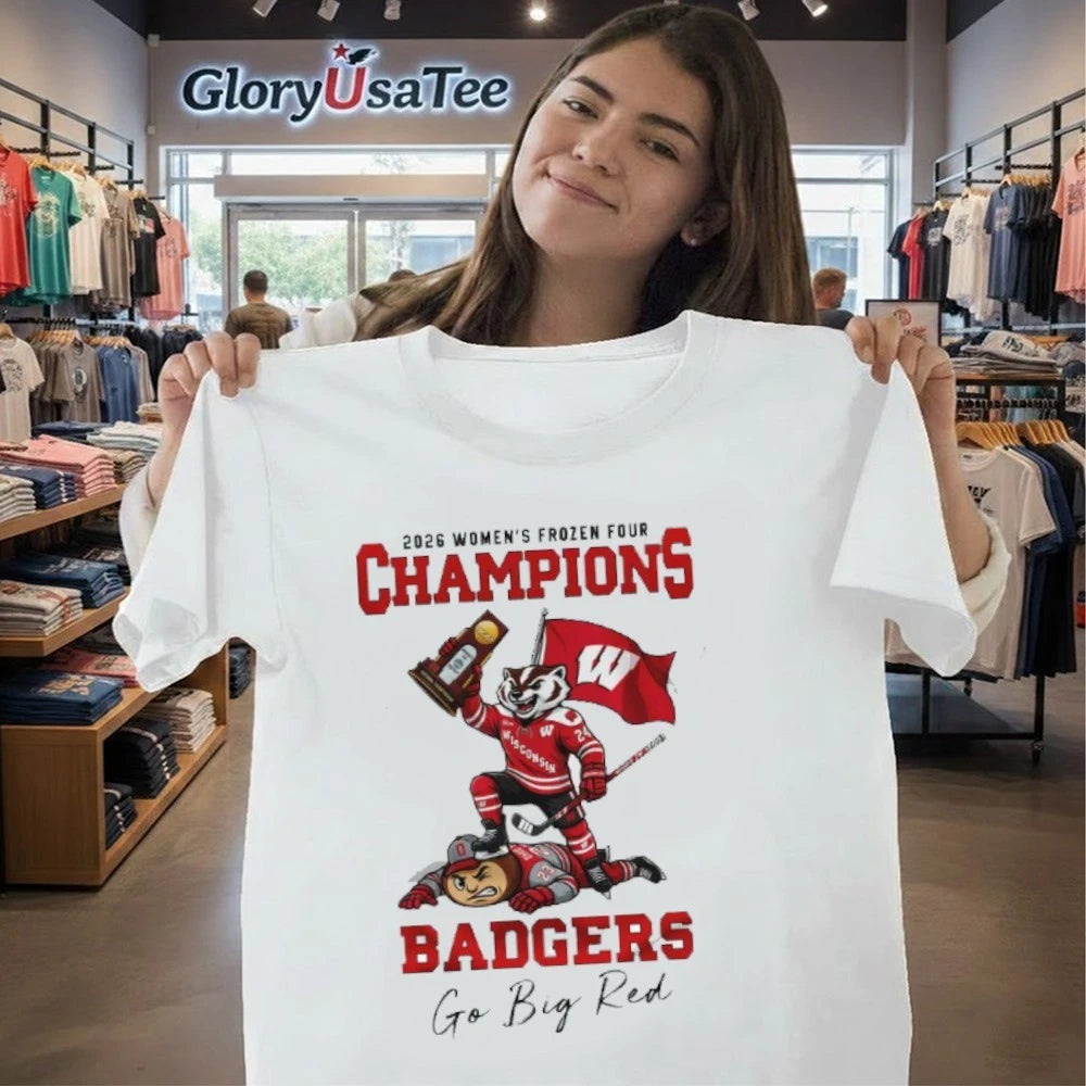 Wisconsin Badgers Women’s Frozen Four NCAA Hockey Champions Mascot Shirt