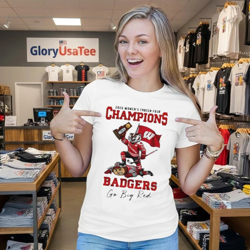 Wisconsin Badgers Women’s Frozen Four NCAA Hockey Champions Mascot Shirt