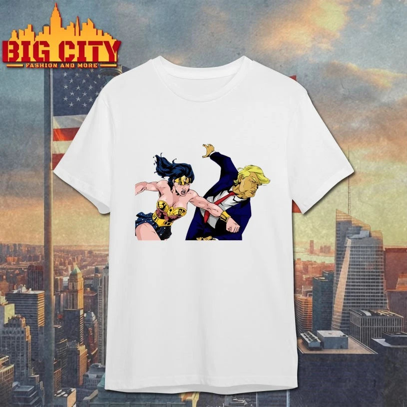 Wonder Woman Punching Donald Trump Face Shirt